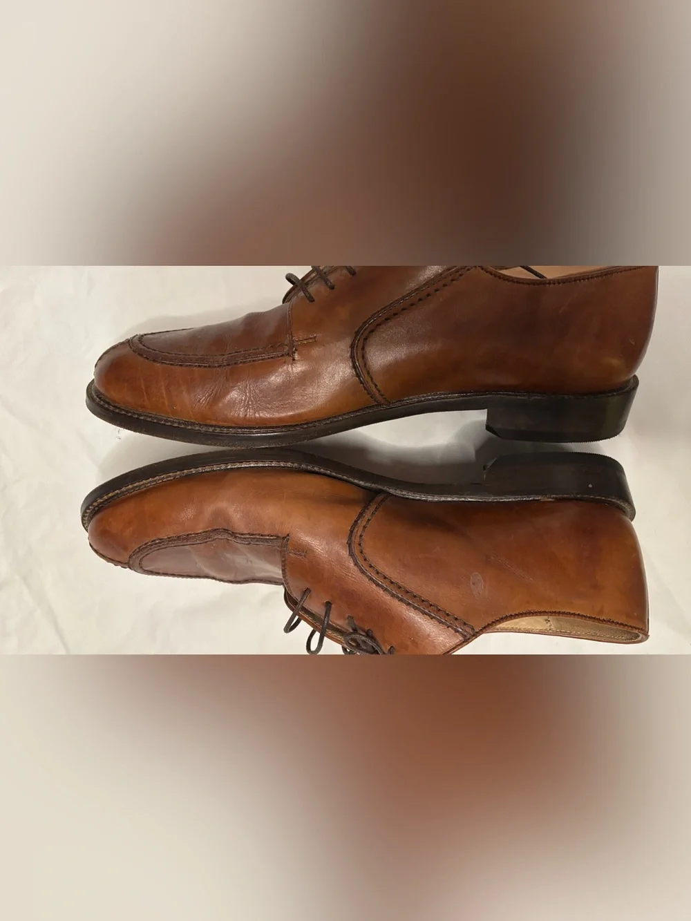 Pronto Uomo Firenze Men’s 9.5 M Brown Leather Split Toe Derby Shoes Made in Ital